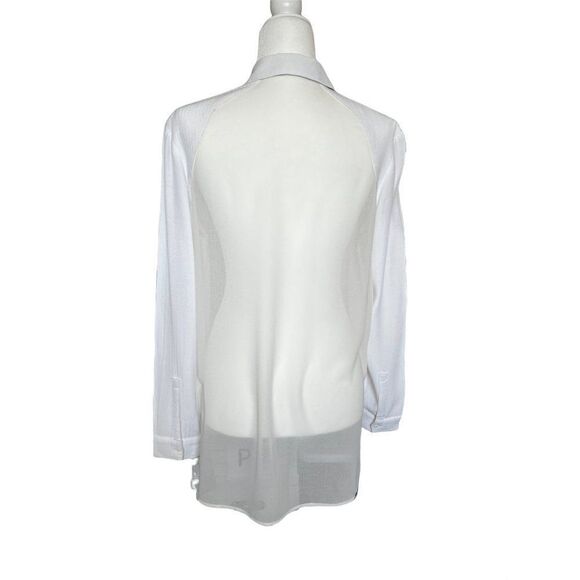 Silence & Noise Long Sleeve Sheer High Low Blouse. White. Size Small - Picture 15 of 15
